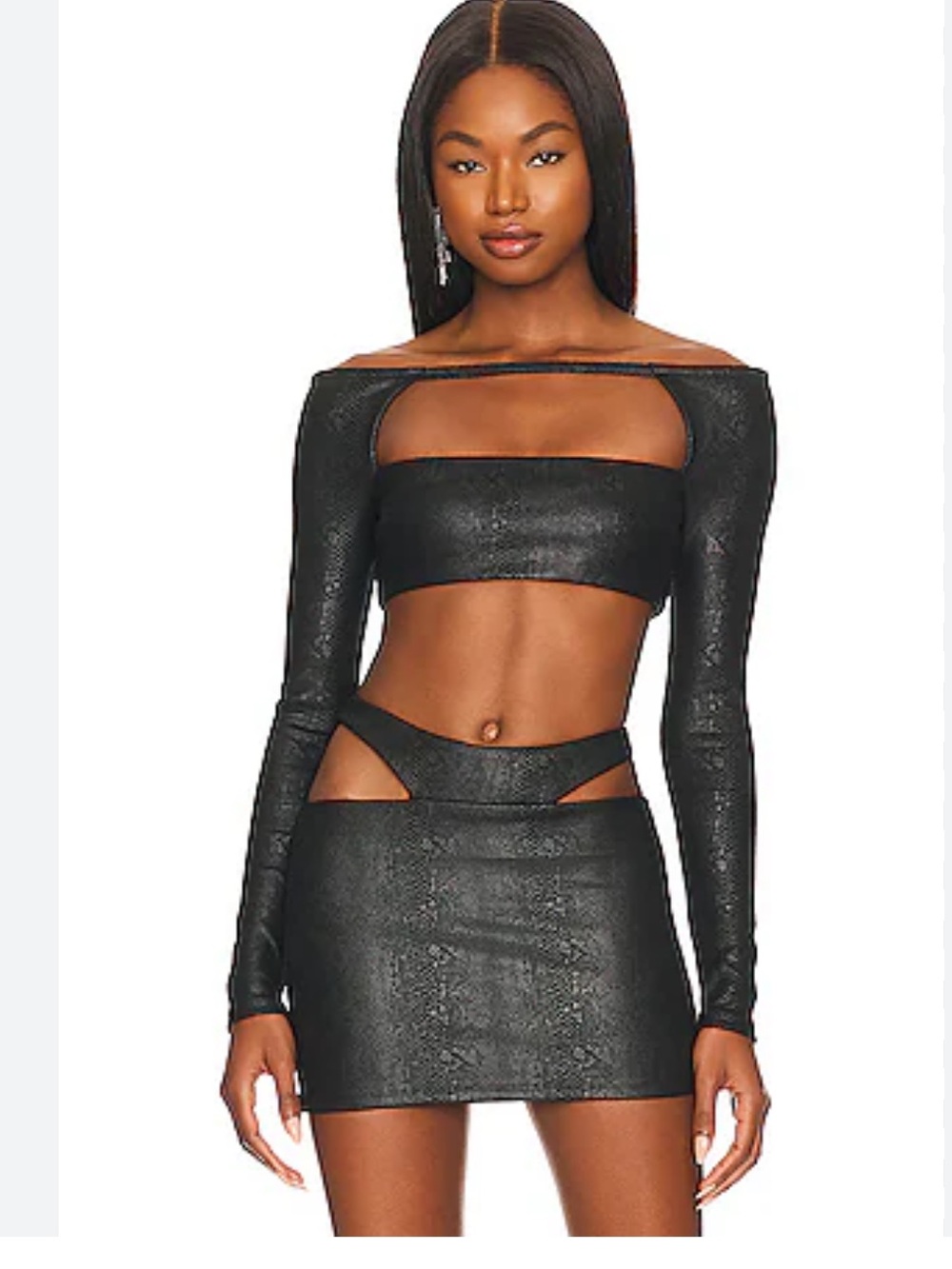 Camila Coelho (Revolve) Black Textured Top